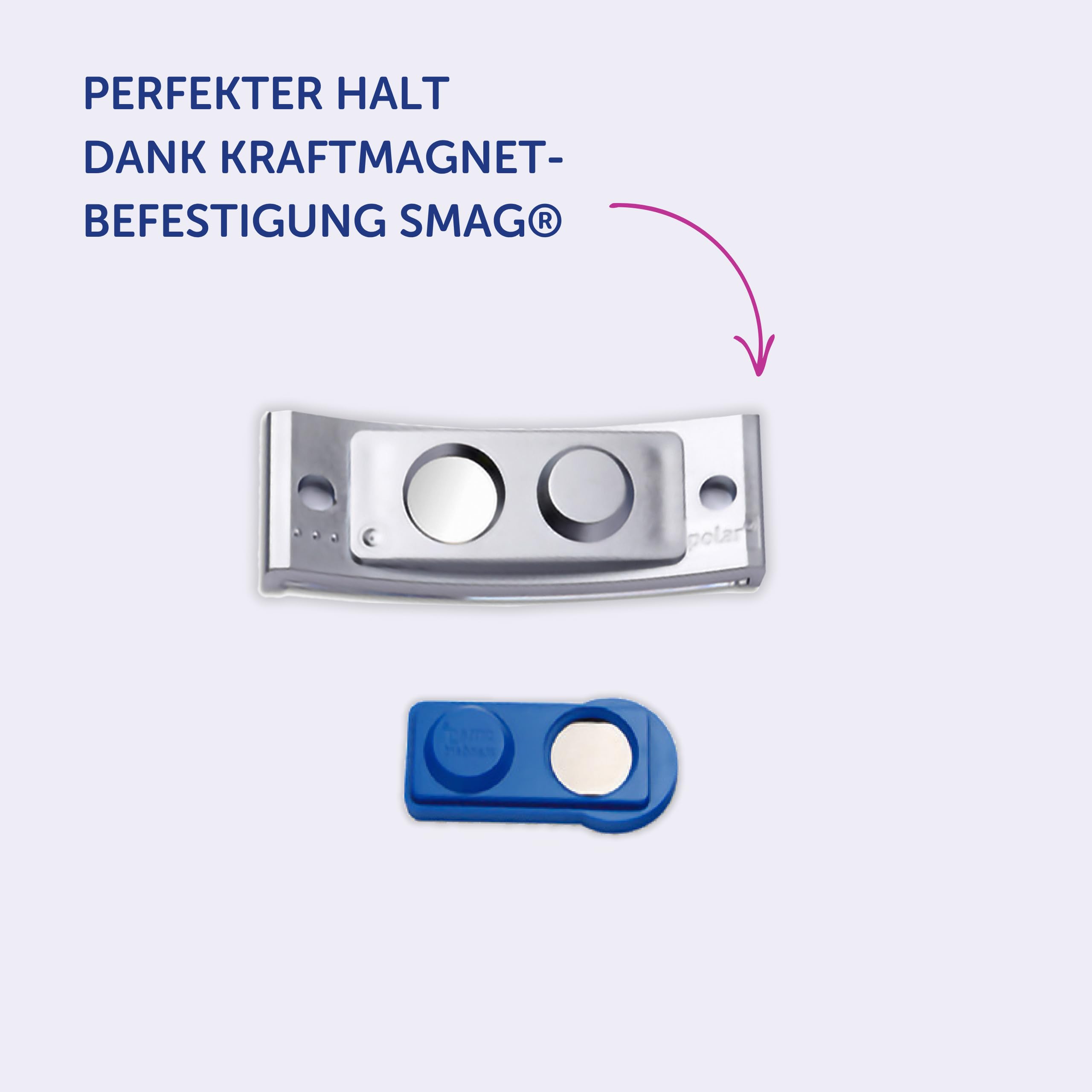 AVERY Zweckform polar35 Namensschilder 20 Stück (80x34mm, 20 Schilder mit Magnet, verdrehsicher, mit blanko Einsteckschildern zum Bedrucken, magnetische Namensschilder für Kleidung) edelstahl matt
