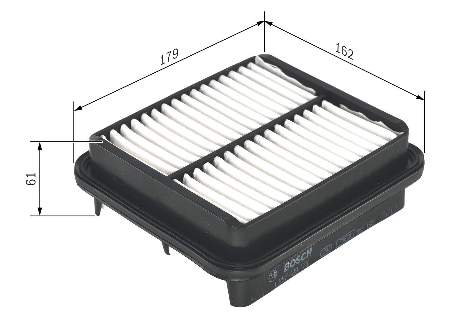 Bosch Filtro Aria per Auto S9875 - Trattiene le particelle solide all'esterno della presa d'aria - Resistente all'umidità ed altamente resistente alla trazione