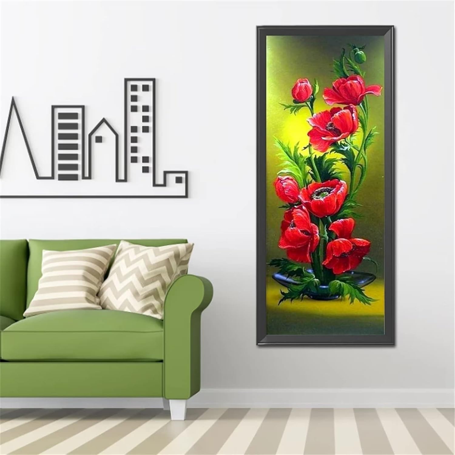 DIY 手作り ダイヤモンドアート キット 赤い花 図柄印刷 ダイヤモンドペインティング 5D 初心者モザイクアート ししゅうキット