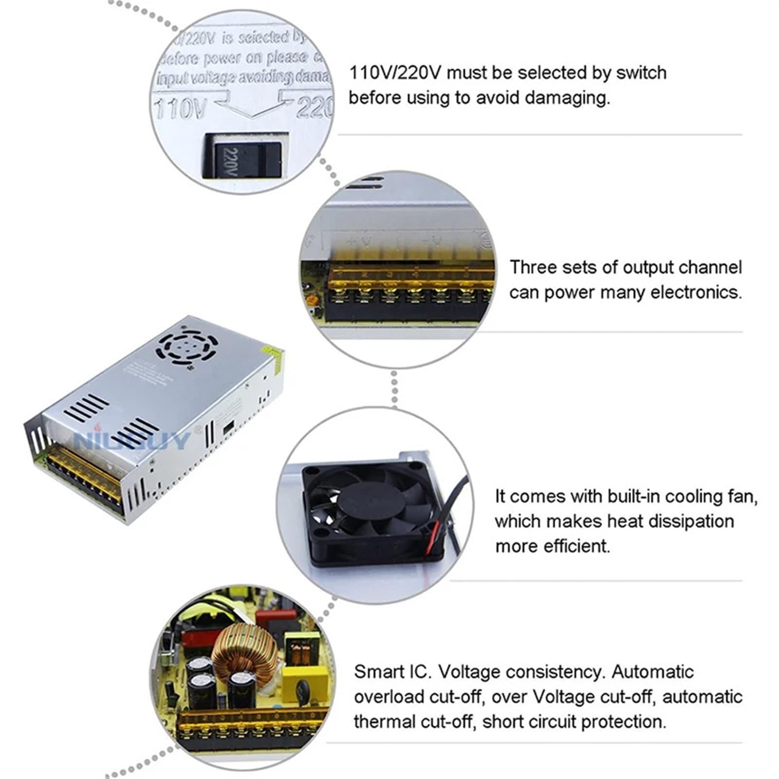 Alimentatore switching DC 12V 24V 2A 3A 4A 5A 8A 10A 15A 20A 25A 30A 40A Adapte AC-LED Driver Converter(24v-60w)
