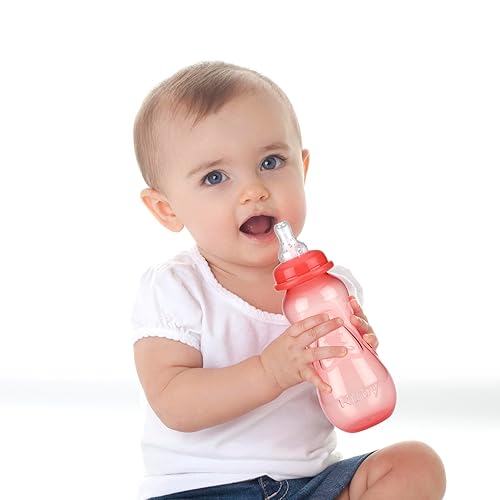 Miniatura 4 de Nuby Botellas de cuello estándar antigoteo, 10 onzas, los colores pueden variar, paquete de 3 botellas