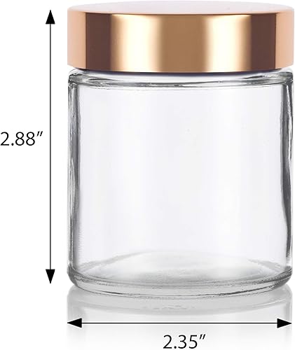 Miniatura 2 de Tarro recto de vidrio transparente de 4 oz  4.1 fl oz con tapa de metal dorado (paquete de 6)