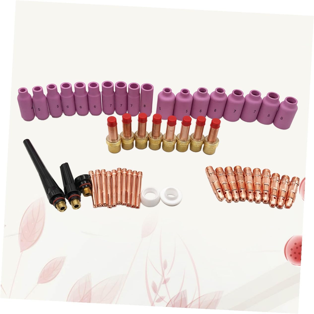 51PCS Tig Welding Torch Gas Lens Kit for Wp- Welding Accessories with Collets Alumina Nozzles and Cups Compatible with Wp Series Torch
