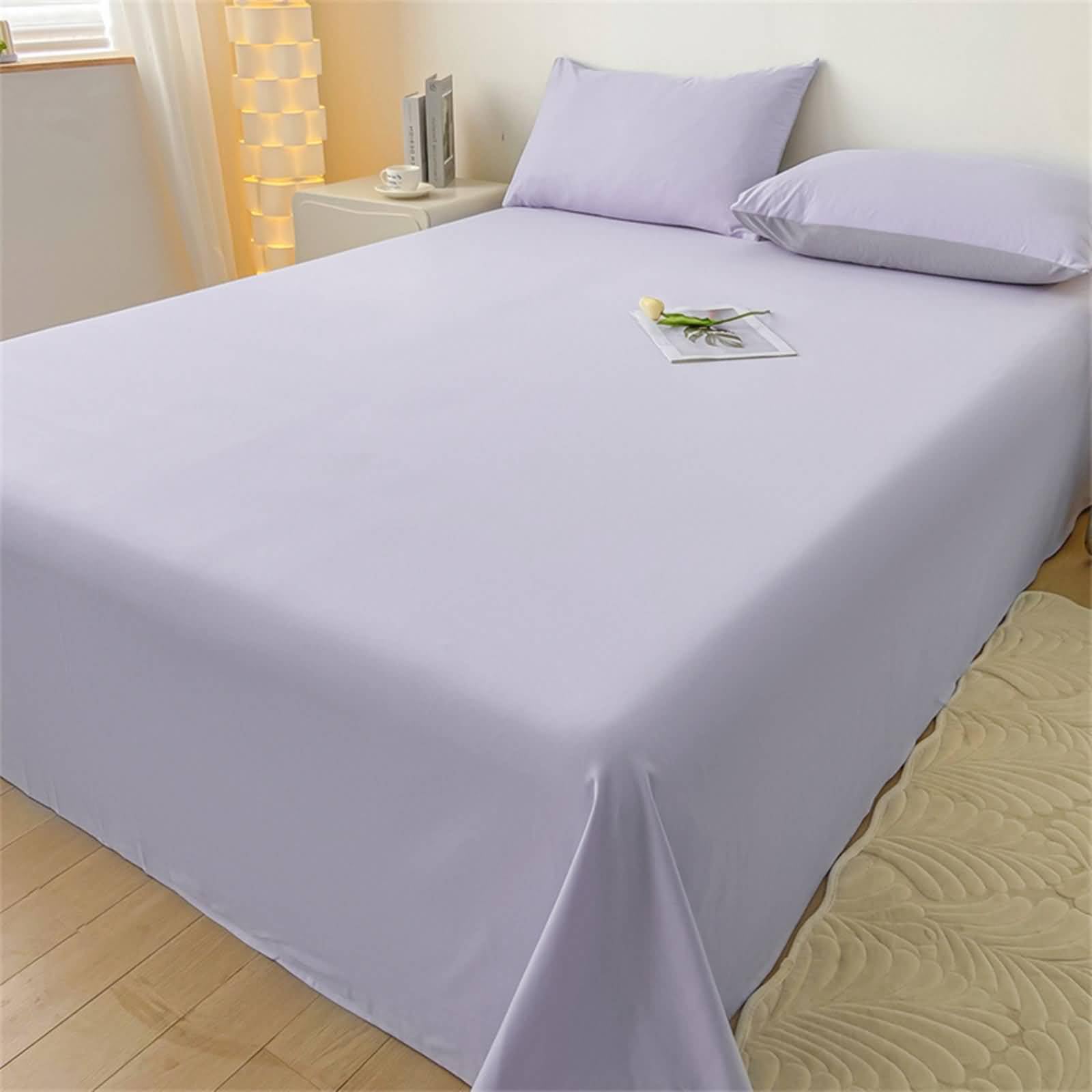 Beydodo Sabana Encimera de Cama 245 x 245 CM,Algodón Sábana Encimera de Cama Color Sólido Púrpura