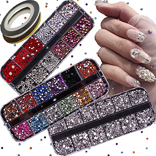 Liliyab Nail Art Supplies, Halloween Nail Gems And Rhinestones 5960Pcs, Nail Art Brushes 15Pcs, Nail Charms Accessories Decorations Gems Stuff For Nail Supply (Diamond Style) #TOP4