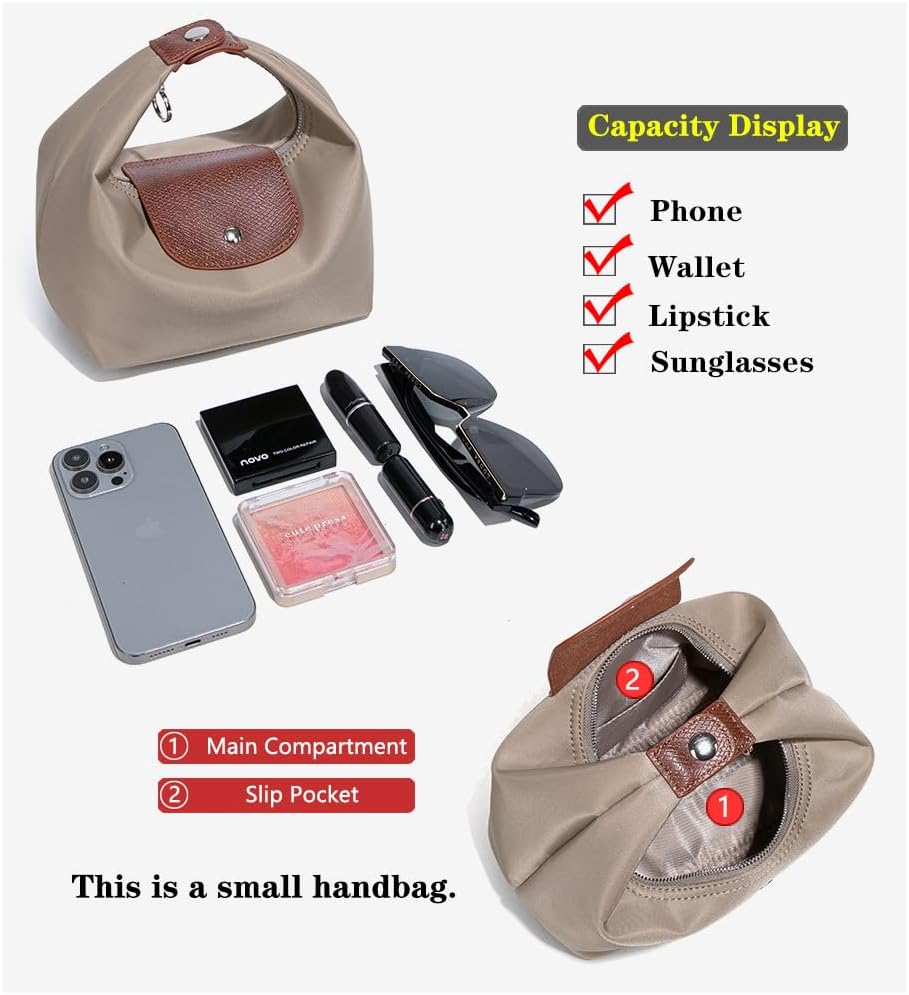 Nylon Crossbody Crescent Bag for Women Dumpling Small Handbags Lightweight Small Shoulder Purses Sling Underarm Hobos Bag