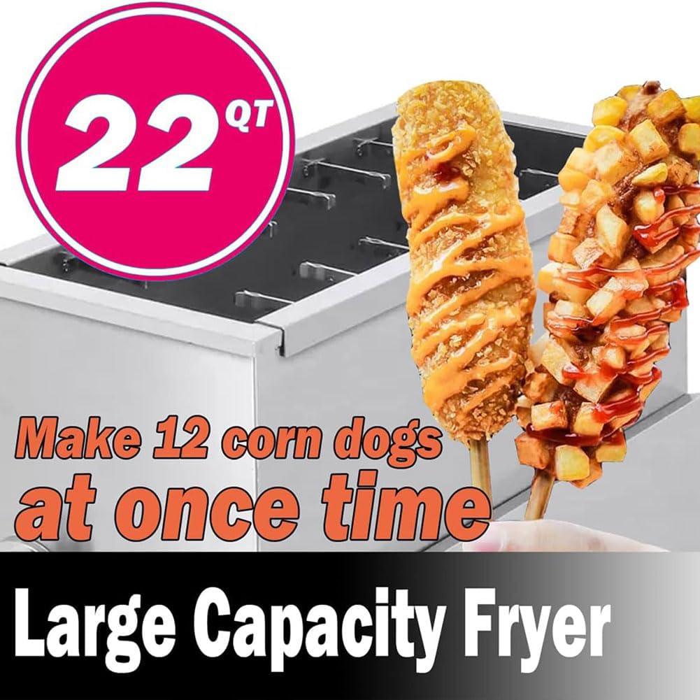 Machine à fromage commerciale pour hot-dog, friteuse de 21 L pour restaurant et cuisine à domicile – Thermostat précis, équipement de friture de saucisses pour hot-dogs, bâtonnets de fromage –