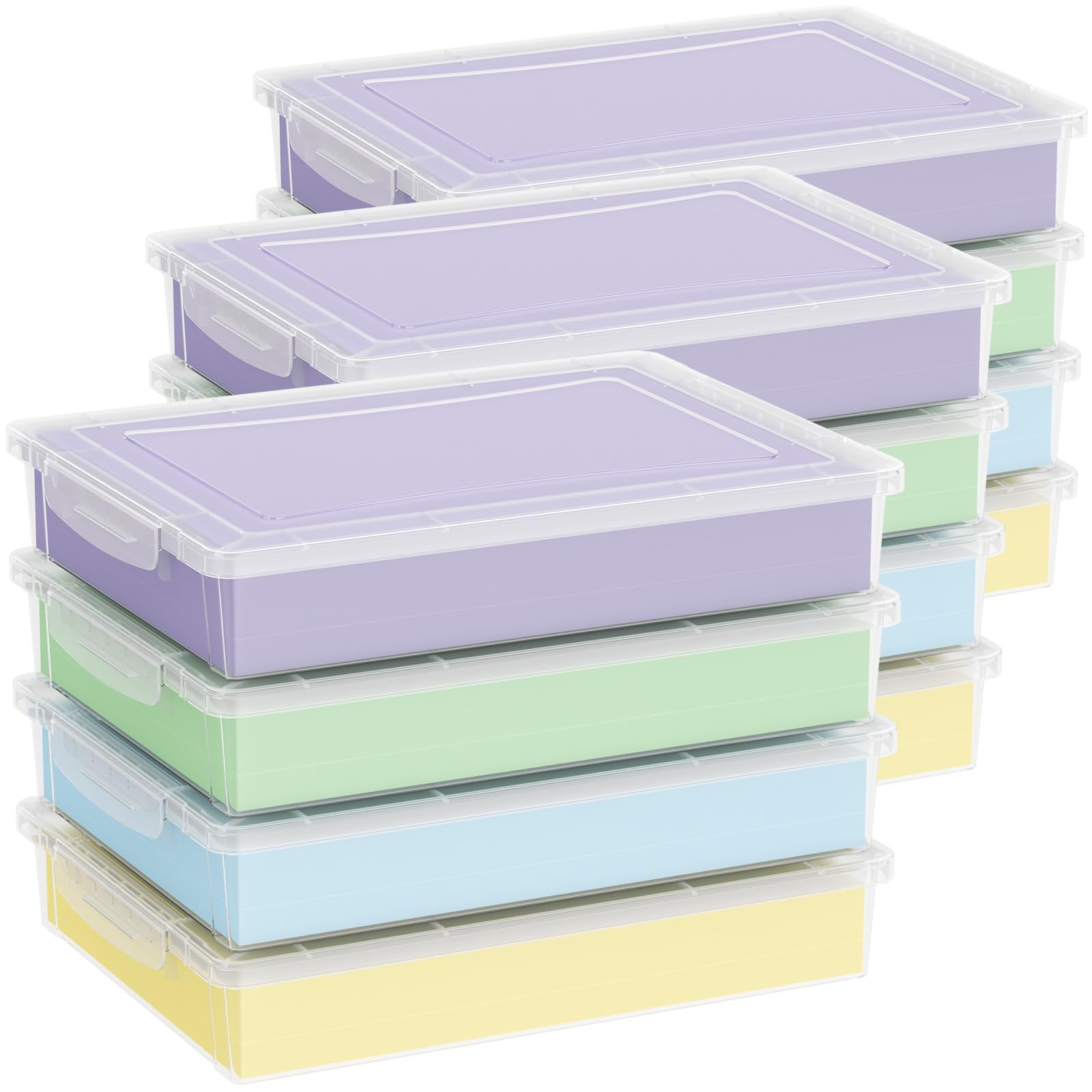 Lifewit 5 QT Paper Storage Bins with Lid, Document Organizer, 12 Pcs, Clear