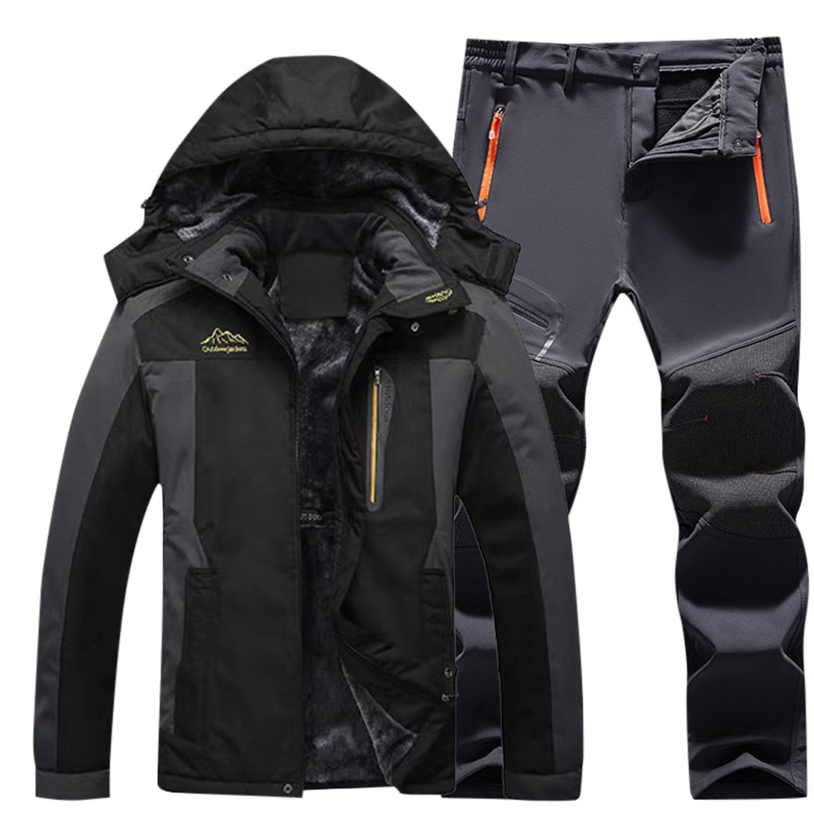 Generisch Ropa deportiva al aire libre, esquí, montañismo, ropa de esquí para hombre, ropa de esquí para invierno, chaqueta con capucha, pantalones adecuados para ropa casual de negocios, ropa de