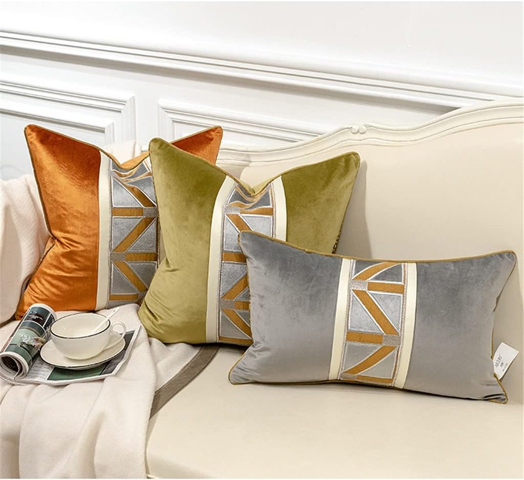 HBJWOV Queen Chinese Living Room Sofa Pillow Cushion Bedside Soft Velvet Large Backrest Car Lumbar Cover(D)