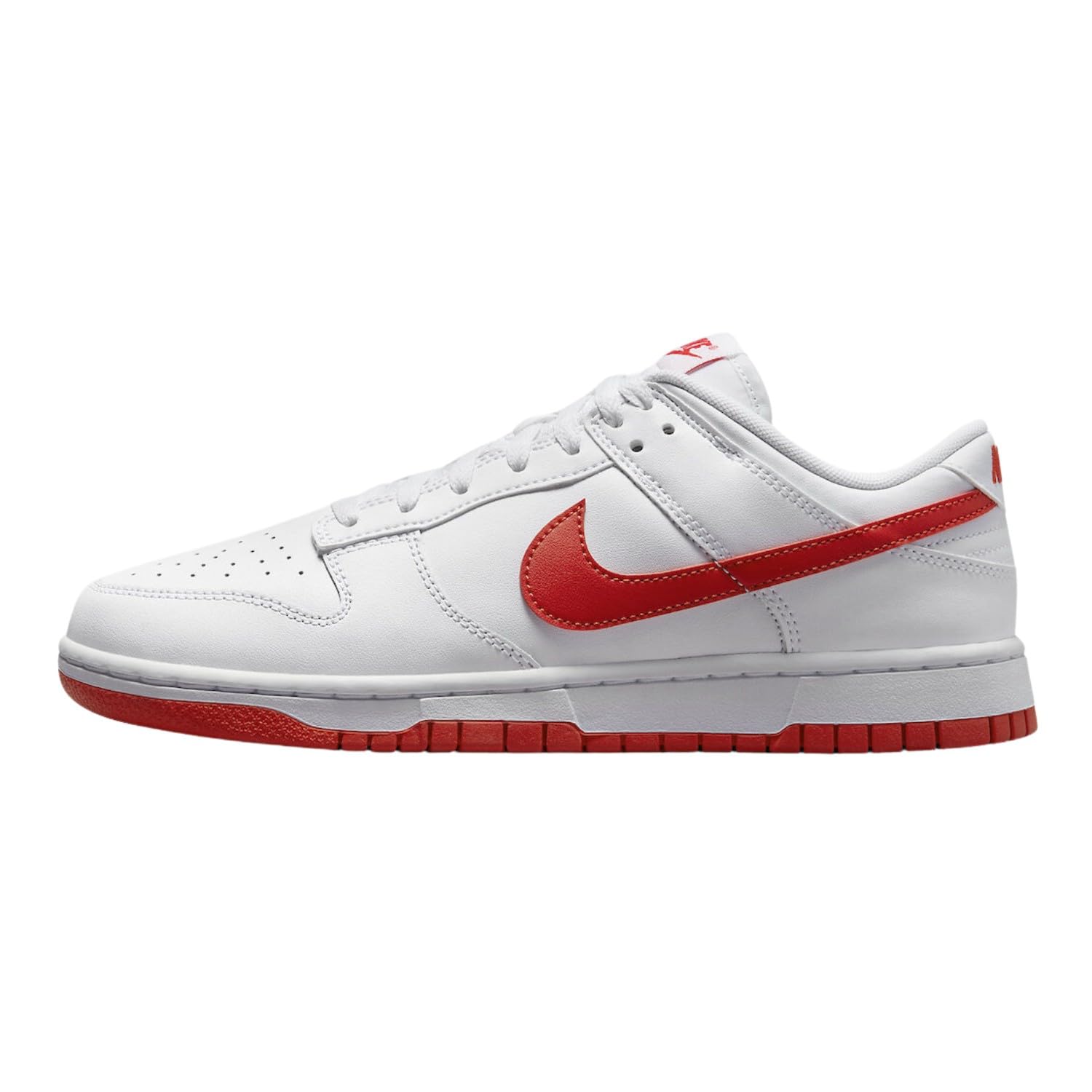 Nike Men's Dunk Low Retro Basketball Shoes, White Picante Red, 12.5