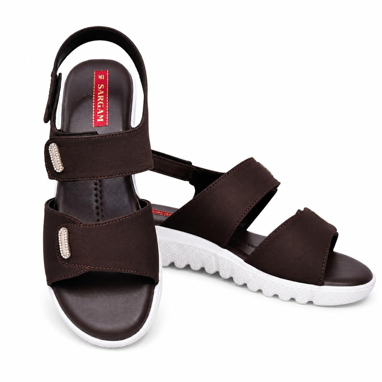 Women's Brown Wedge Sandals with Straps-picture-24