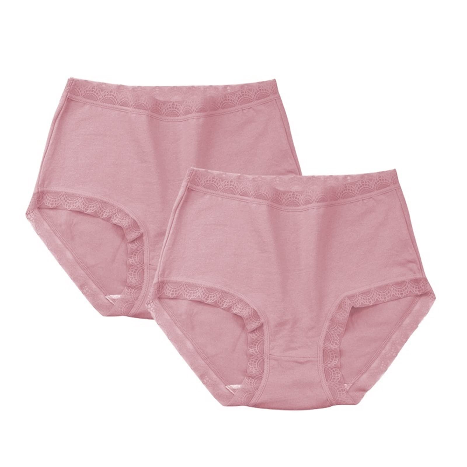 Bikinis Taillenslips 3 Teile/los Frauen Baumwolle Briefs Sexy Unterwäsche Hohe Taille Höschen Plus Größe Damen Unterhose Intime Weibliche Dessous (Color : Pinkpink, Size : XXL)