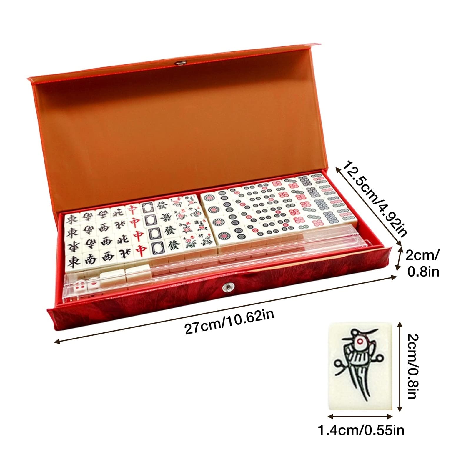 Mini Mahjong przenośna podróżna gra planszowa ze składanym stołem chiński zestaw do mahjong mały rozmiar Mahjiang płytki gra karciana (Color : White)