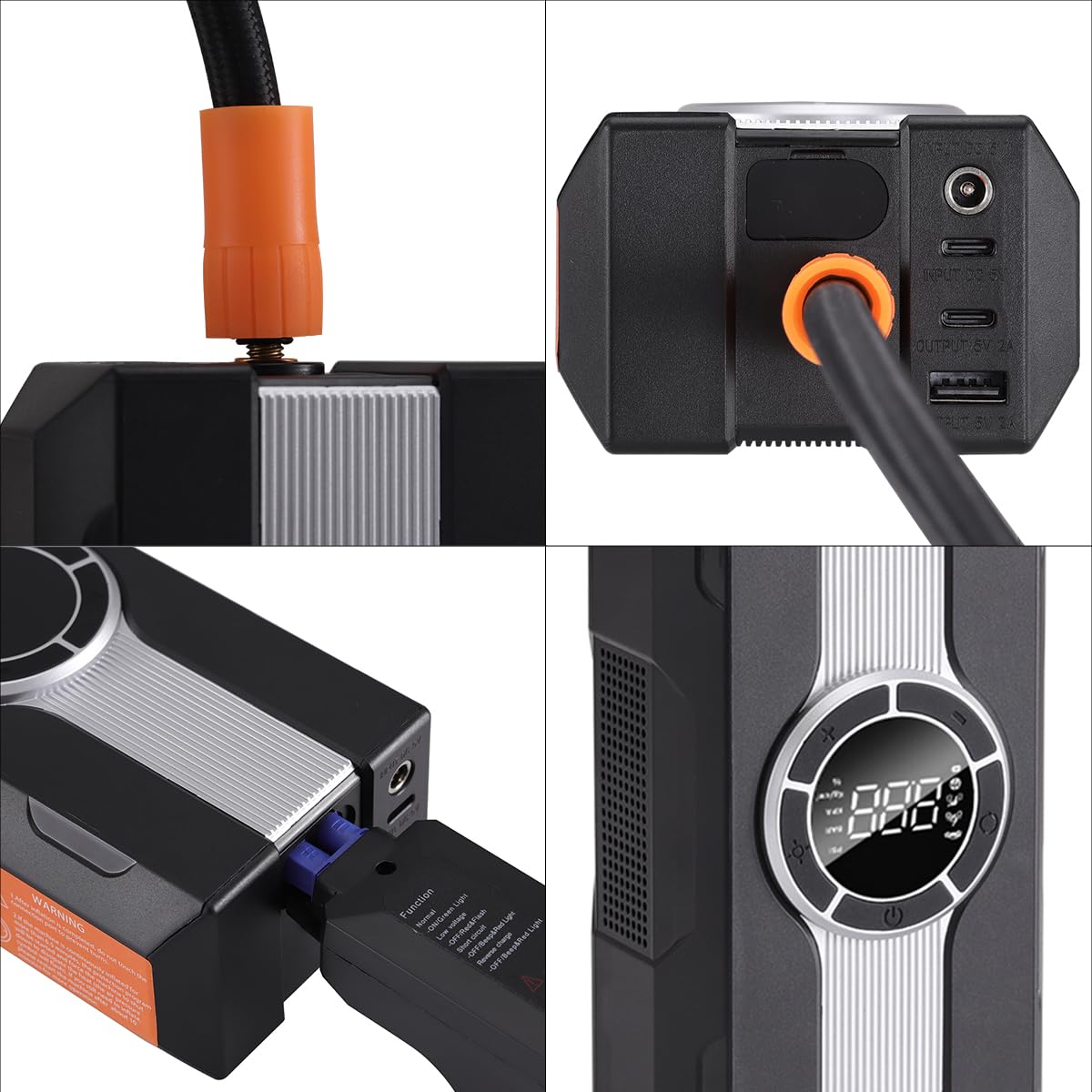Voiture Jump Starter avec Compresseur D'air 150PSI, Batterie Booster 12V Portable pour Gaz/Diesel, Power Bank LCD, Lampe de Poche
