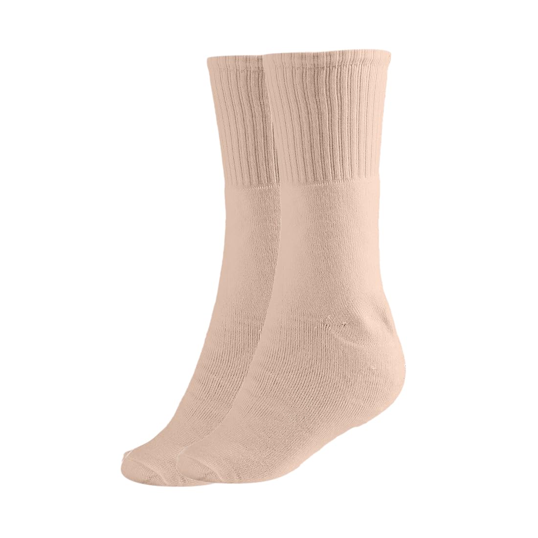 MUKHAKSH (Pack of 3 Pairs = 6 Socks Girls Cotton Terry Running Sports Athletics Cricket Badminton Basketball Football Tennis Yoga Soccer Cycling Camping & Hiking Beige Calf Length Socks 2