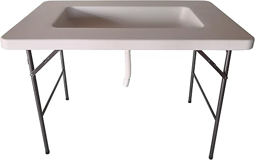 Miniatura 8 de Old Cedar Outfitters Fill and Chill - Mesa plegable con enfriador de hielo con fregadero grande y drenaje para limpiar peces y caza y mantener los