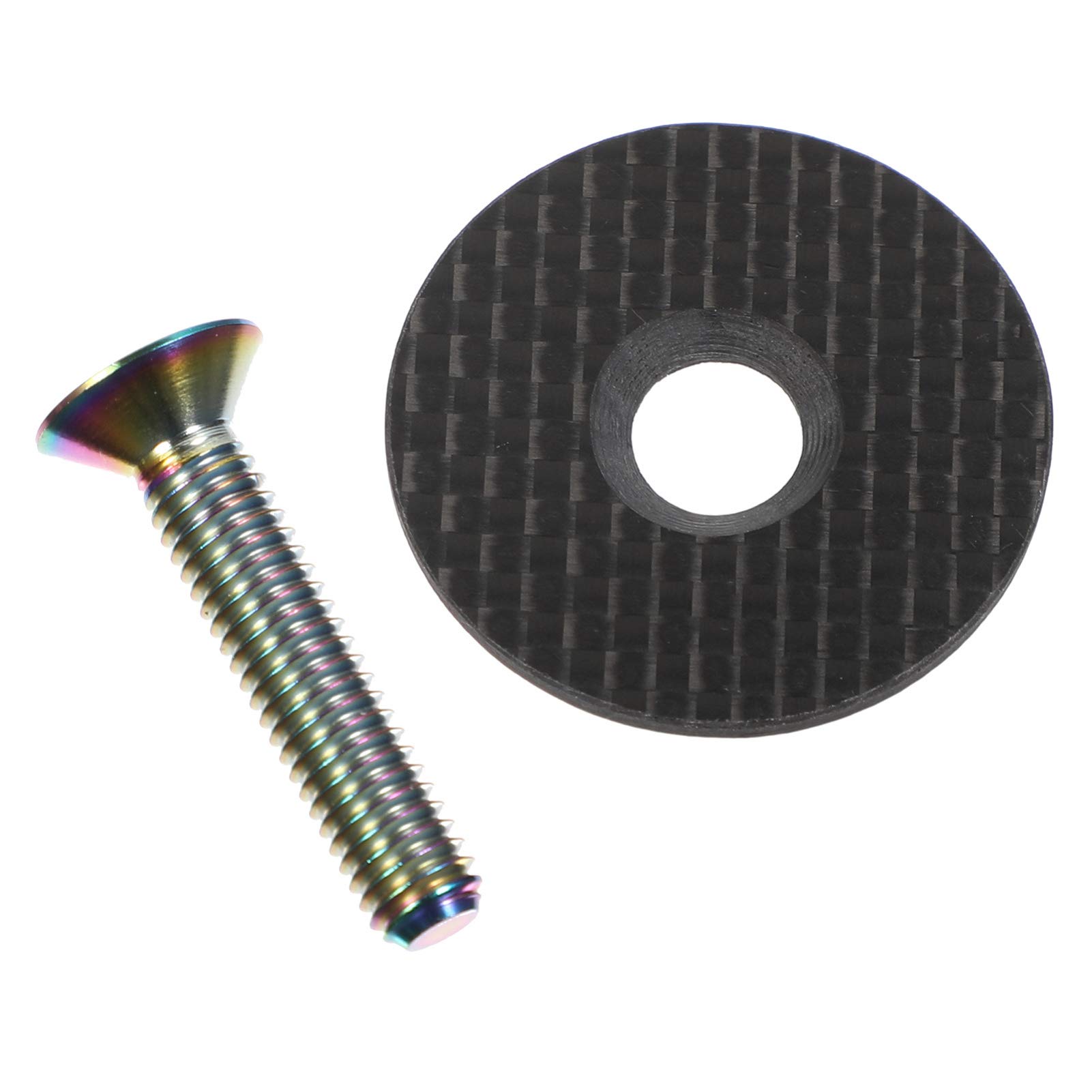 BESPORTBLE Bike Headset Caps Headset Cap Top Cap MTB Carbon Bikes Stem 1 Set Bike Headset Cap Titanium Alloy Metal Stem Cap Screw for Mcountain Highway Biycle Style A MTB Carbon Fiber Bike