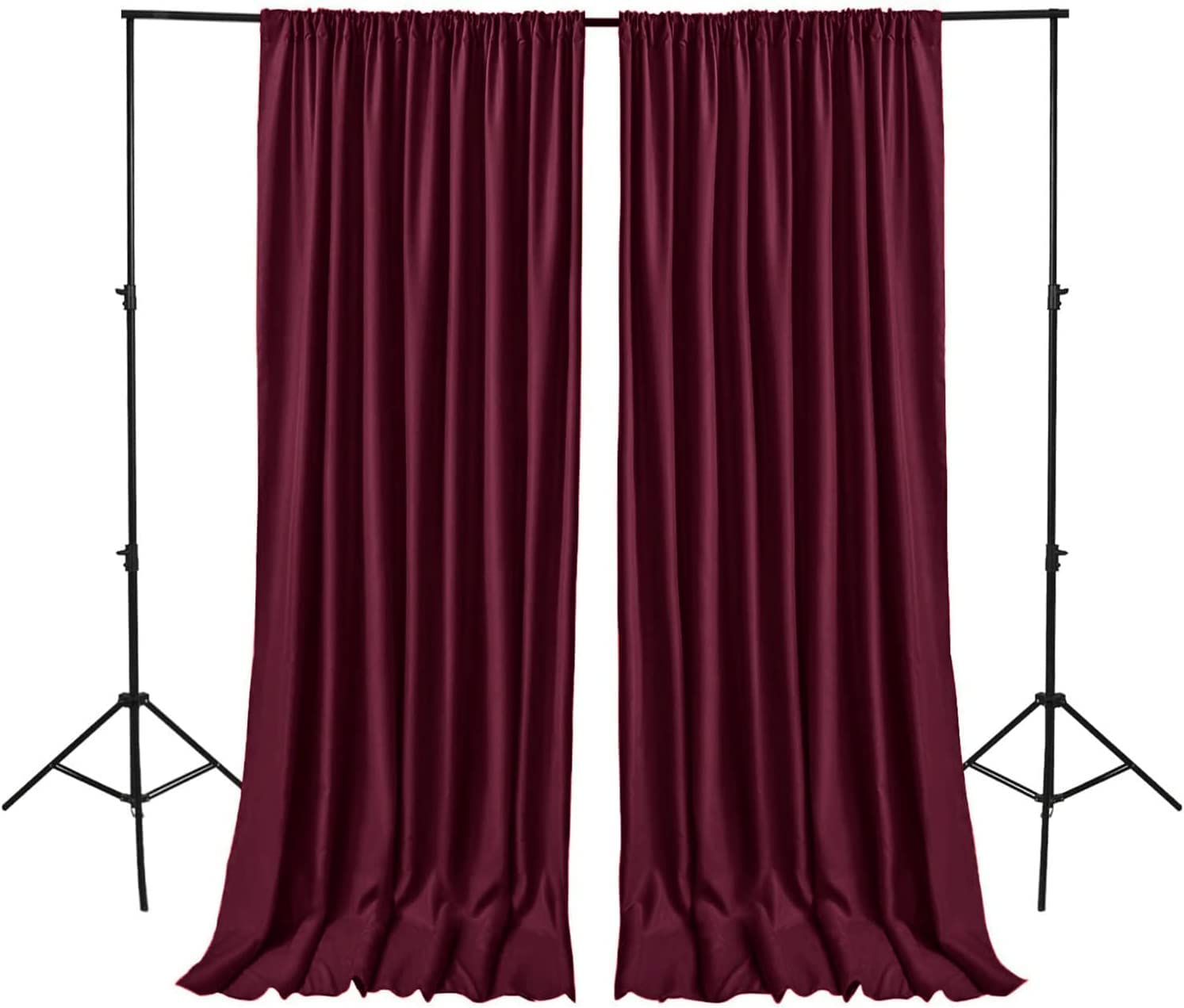 Maroon Backdrop Curtains for Parties, Polyester Photography Backdrop Drapes for Family Gatherings, Wedding Decorations, 4 x 12 Feet, Set of 2 Panels