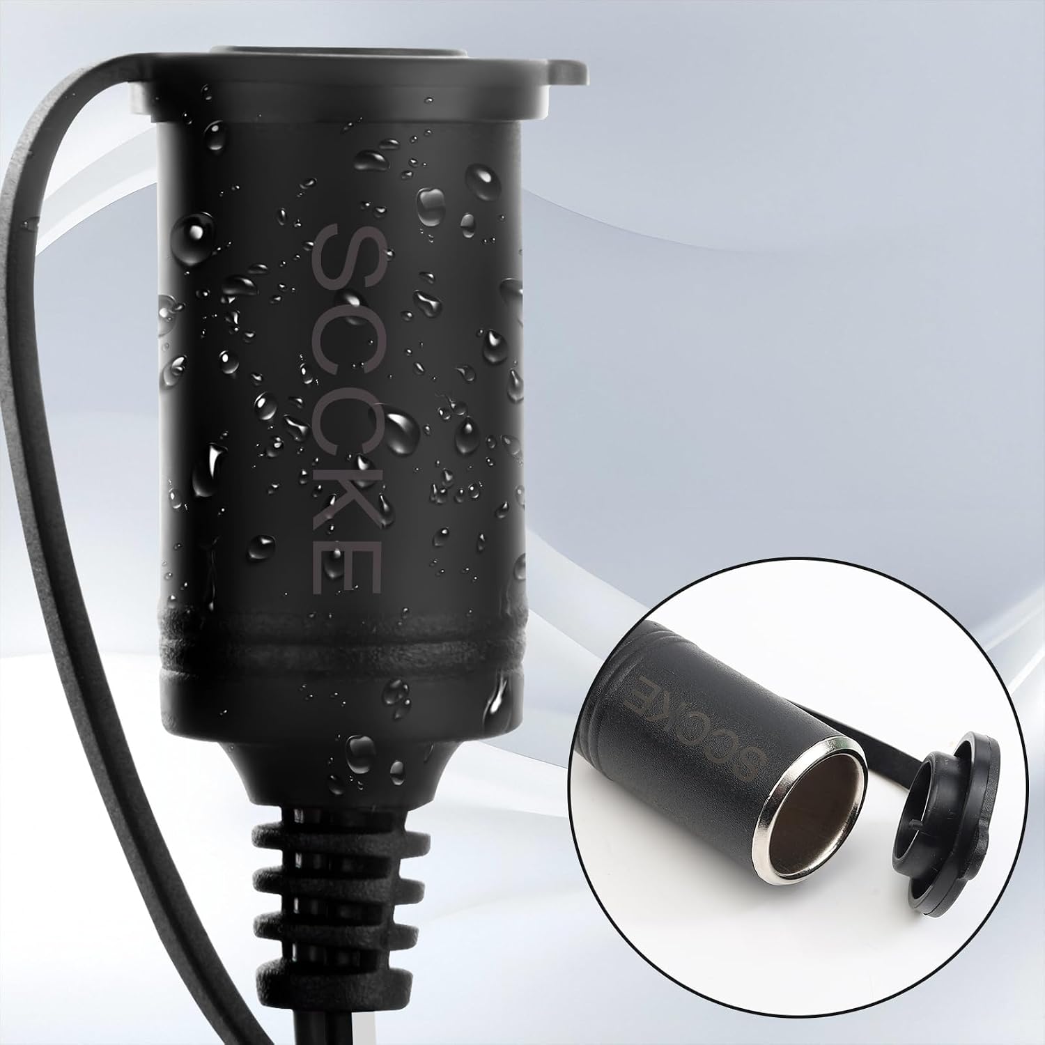 12FT/3.66m 14AWG 20A 12V 24V Female Car Cigarette Lighter Socket to Battery Alligator Crocodile Clips Connector, Car Battery Clamp-on Extension Charge Cable with 20A Fuse