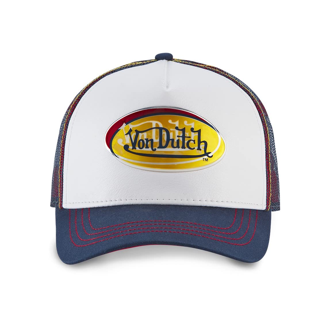 Von Dutch Casquette Homme & Femme, Trucker ADEC, Blanc WHI | Mixte, Adulte 55,5-60cm, Simili, Réglage Snapback, Bande anti-transpirante, Filet rigide, Visière arrondie, Streetwear