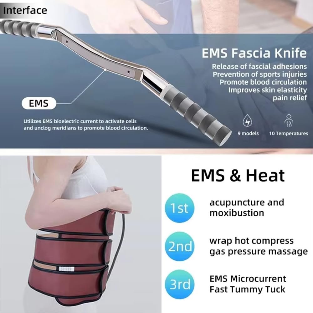 Qiang Máquina Profesional Diatermia 448k Cet Ret EMS,Equipo Estético 10 En 1 con Varilla Fascial,Reafirmación Piel, Reducción Celulitis,Alivio Dolor Articular para Centro De Rehabilitación Corporal