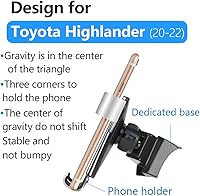 Vista 6 de Soporte de teléfono de coche para Toyota Highlander 2020 2021 2022 2023 2024 2025 y Highlander Hybrid 2020-2025 Accesorios interiores