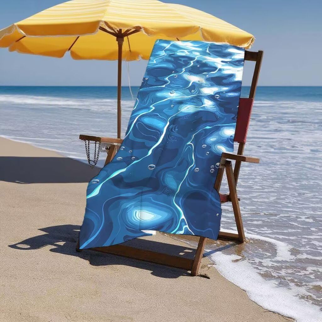 Telo Mare XXL 220x100cm/35x70cm, 2 Set Telo Mare Microfibra Marina Asciugamano Palestra Uomo, Antisabbia, Leggero, Asciugatura Rapida, Teli da Spiaggia Grandi Accessori per Camping Natation Yoga C-97