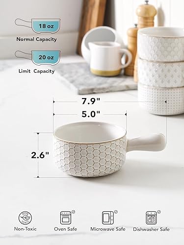 Miniatura 4 de LE TAUCI Tazones de sopa de cebolla francesa, cuencos de sopa de 18 onzas con asas para chile, estofado de res, sopa de cebolla francesa, Crocks