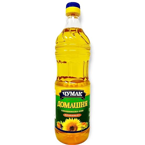 Chumak Aceite de girasol sin refinar, prensado con expulsor natural, sin OMG y aceite de cocina de girasol de alto calor, 0.9 L, paquete de 1