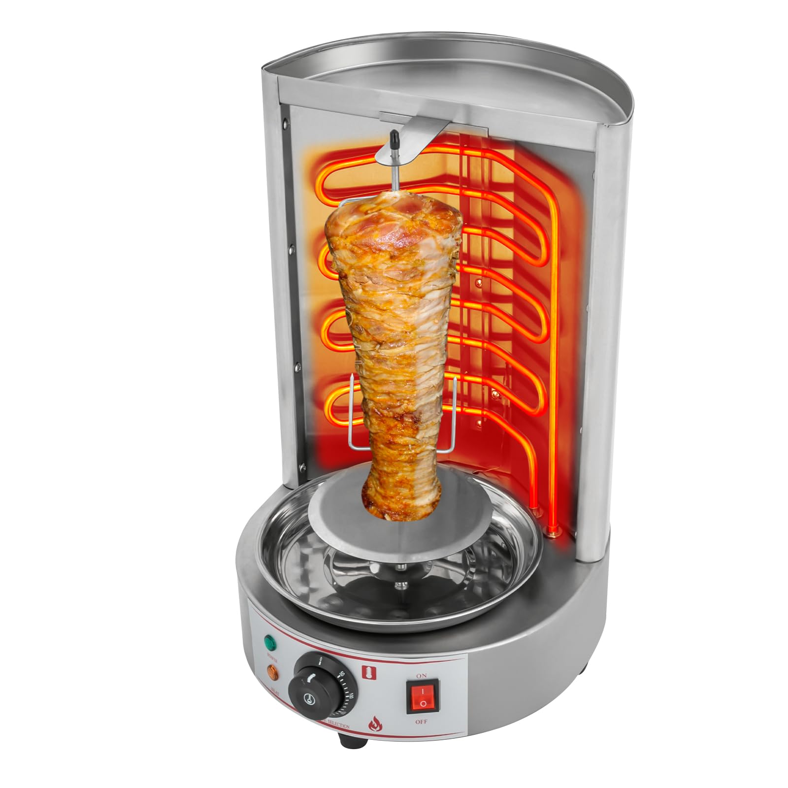 Griglia per döner per la casa, per il pollo, girarrosto e kebab verticale, in acciaio inox, con distribuzione del calore a 360°, capacità 8 kg, per barbecue verticale a gas/elettrico, per