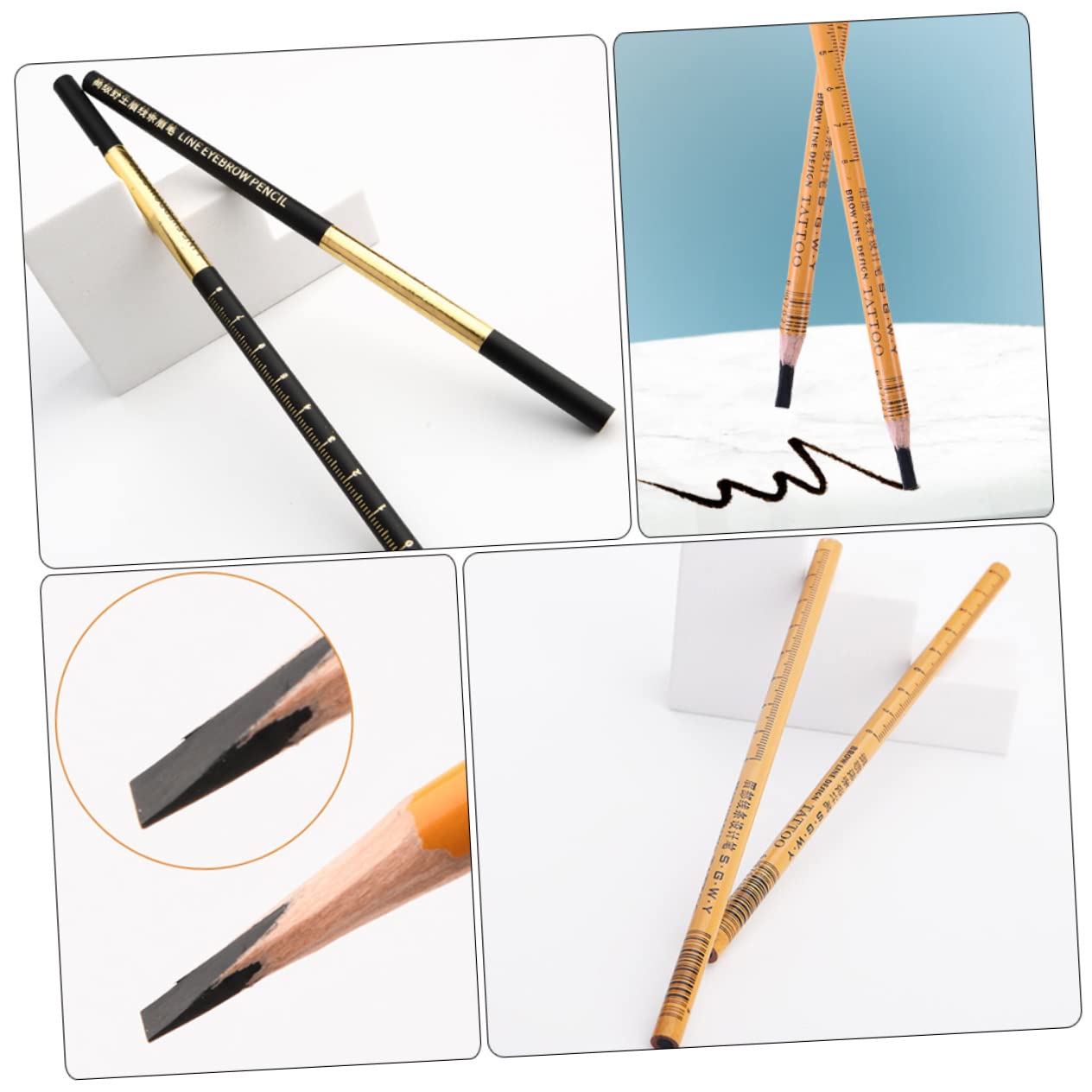 FRCOLOR 3 Set Di Matite Per Sopracciglia Da Donna Penne Per Trucco A Doppia Estremità Matite Per Sopracciglia in Legno Facili Da Disegnare Robuste E Pratiche 2 Pezzi*3