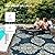 wikiwiki Outdoor Rug, 5x8ft Waterproof Reversible Mat Indoor Outdoor Rugs Carpet, Small Area Rug Plastic Straw Rug for Patio Deck Balcony Pool RV Camping Beach Picnic, Blue & Beige