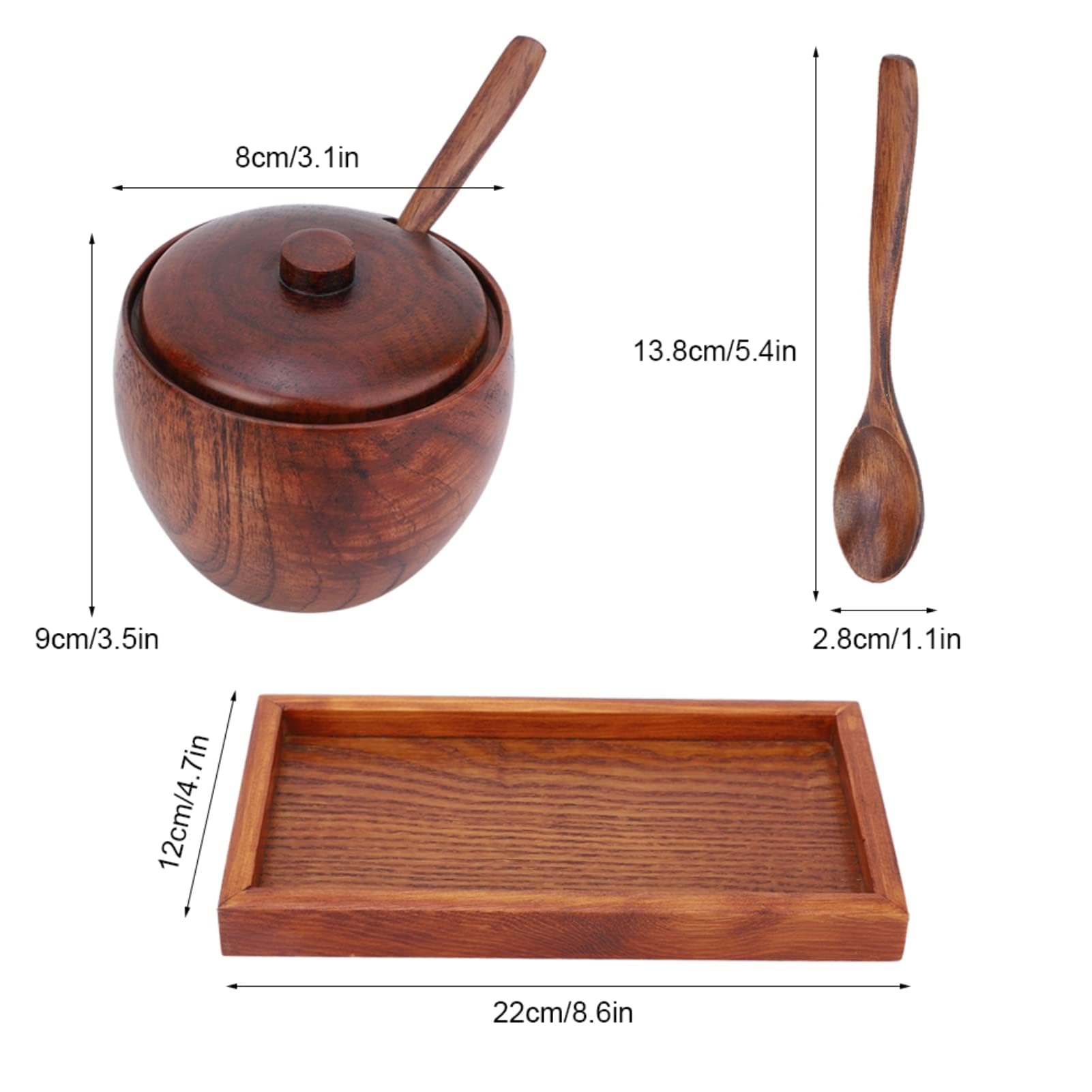 Vinta Salz- und Konter-Set aus Holz, mit Löffeldeckel und Boden, für Zuhause, Küche, rustikale Küchendekoration, Küchenzubehör