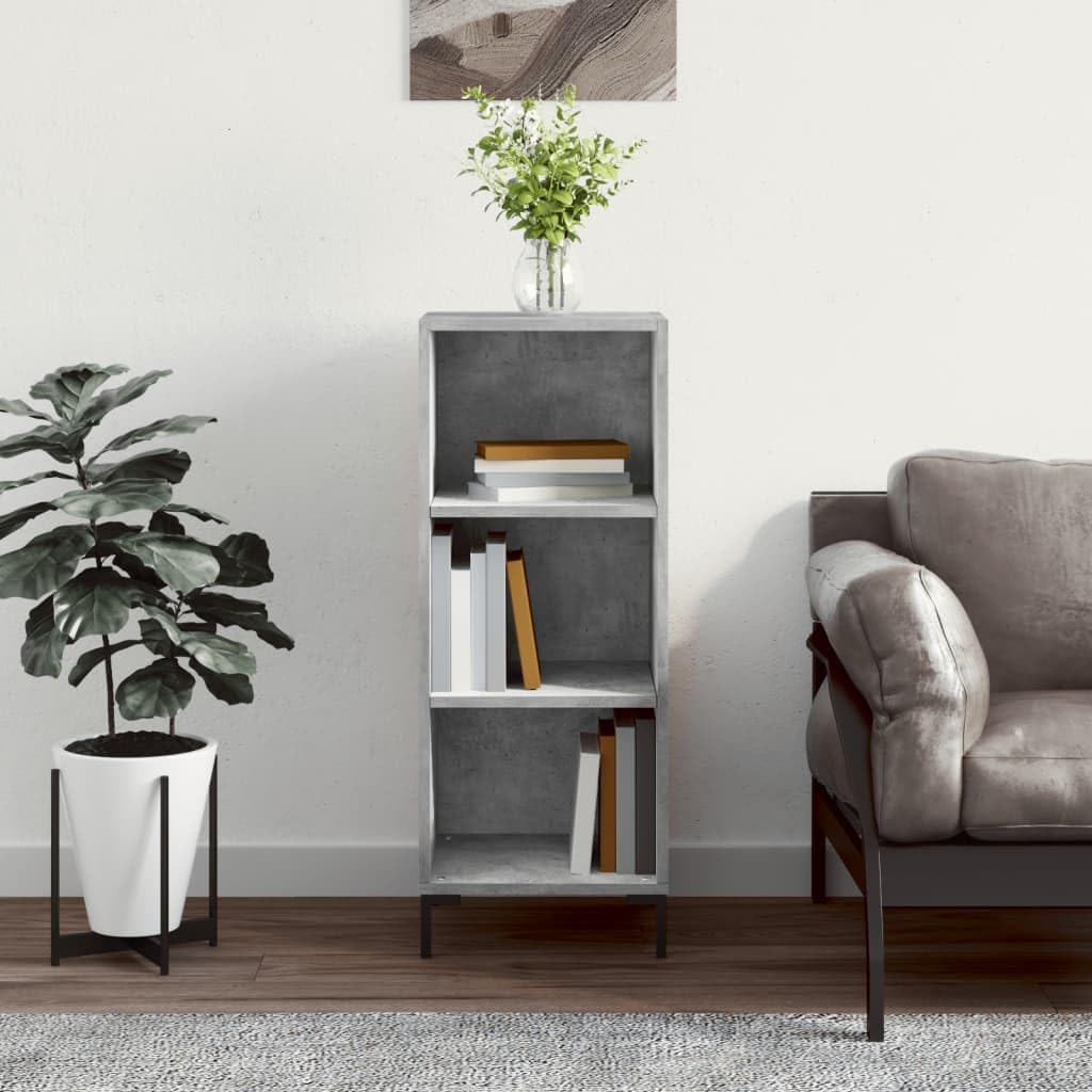 Sideboard Betongrau 34,5x32,5x90 cm Holzwerkstoff mit viel Stauraum für Wohnzimmer Esszimmer Flur Büro und Küche, platzsparend, mit Tür Schubladen Fach Ablage und Wandhalterung