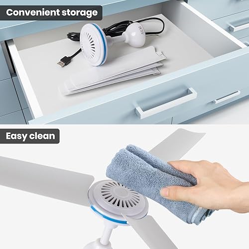 Miniatura 6 de NPKRRSK Ventilador de techo pequeño USB de 19.7 pulgadas, ventiladores colgantes portátiles para banco de energía, interior y exterior, RV, cama,