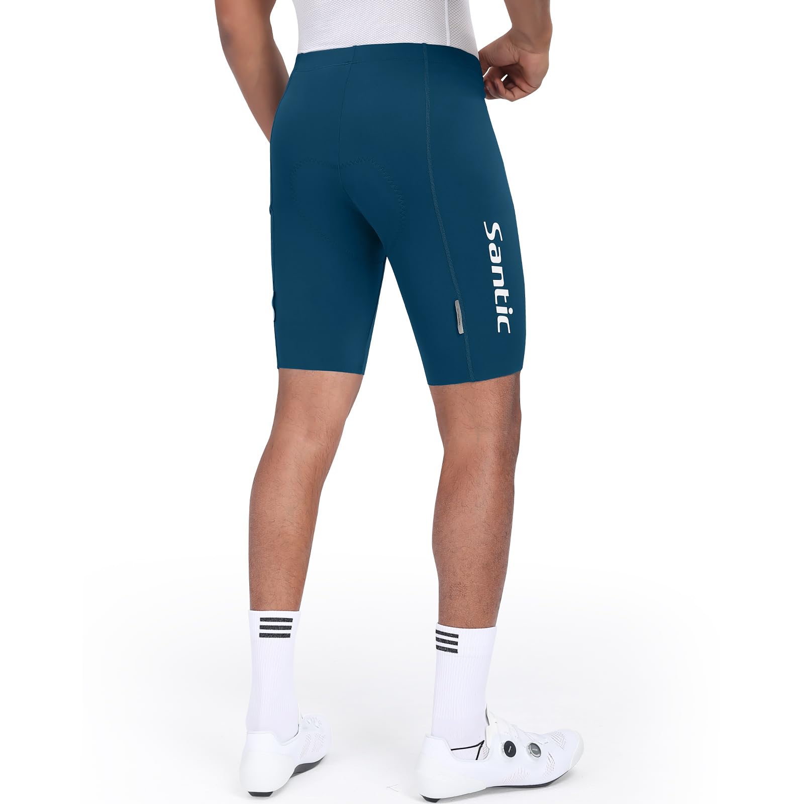 Santic Pantaloncini da bici da uomo 4D imbottiti UPF 50+ ciclismo su strada mountain bike pantaloncini da ciclismo con tasche