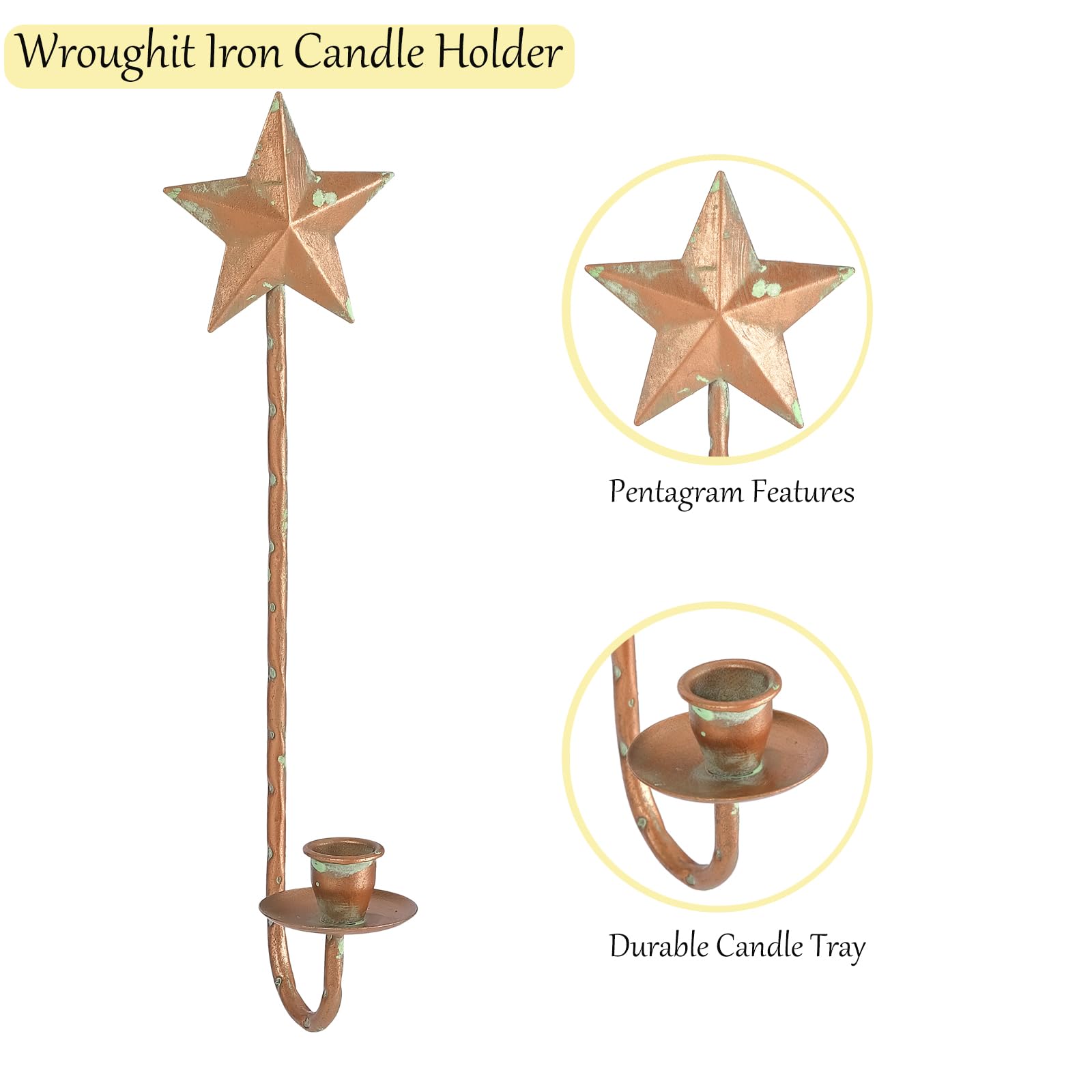 Metal Candle Sconces Wall Decor Set of 2, Modern Gold Candle Holders, Candlestick Holders Hanging for Living Room, Dining Room, Fireplace, Farmhouse, Wedding