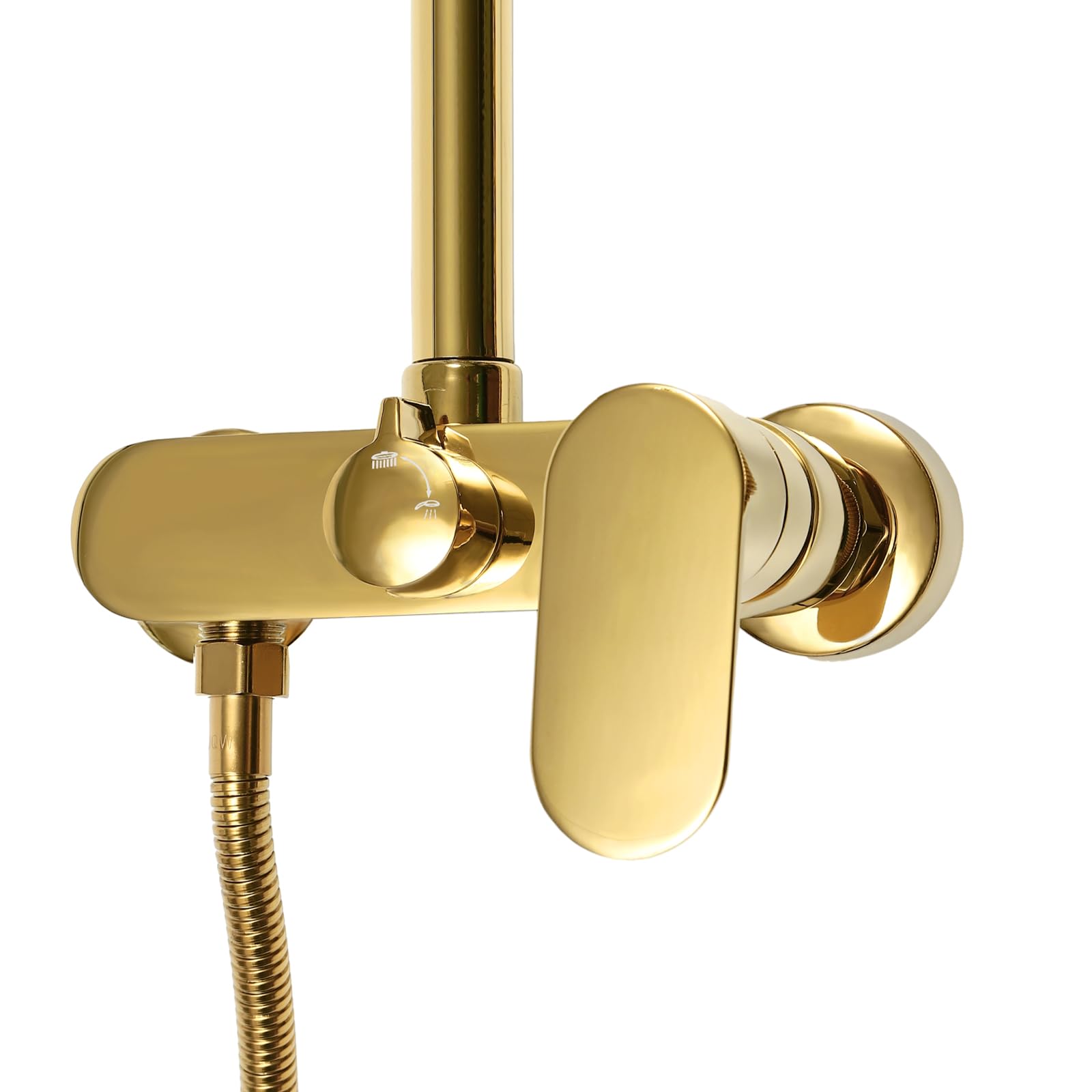 Conjunto Ducha con Grifo Termostatico Sistema de Ducha de Lluvia Columna Barra Altura Ajustable 81-113,5 cm Dorado