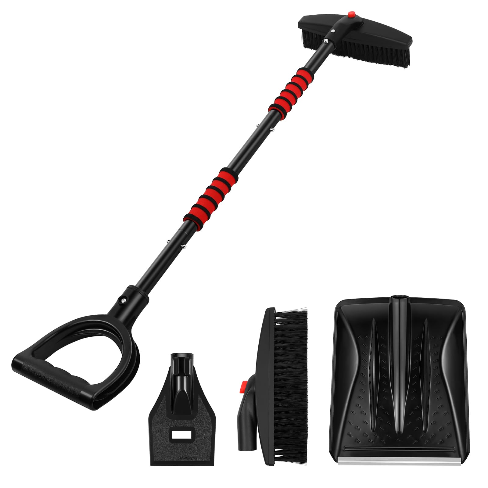YARNOW Set di pala da neve 3 in 1 – Pala e spazzola rotante e raschietto, pala da neve regolabile rimovibile – Set per camion, auto, campeggio e altre attività all'aria aperta