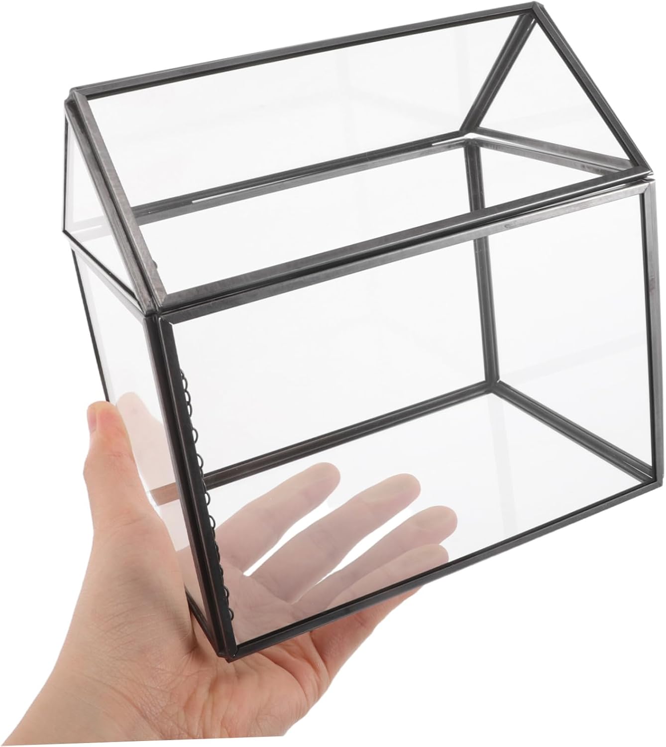 House Shaped Glass Terrarium Geometric Indoor Planter with Swing Lid for Moss and Succulent Display Unique Home Decor for Housewarming Miniature Garden Box