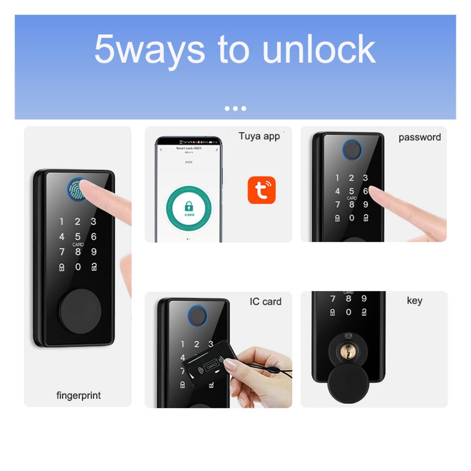Zamek do drzwi bezkluczykowych Tuya Smart Deadbolt zamki Wejście do drzwi Przedni Keyless Klawiatura z czytnikiem linii papilarnych Cyfrowy zamek do mieszkania domowego(TYPE 6)