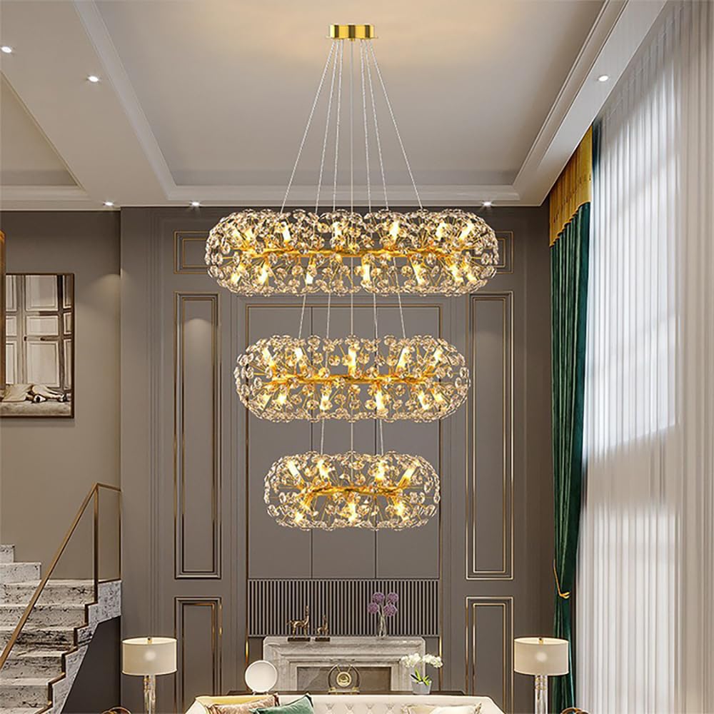 EFPD Crystal Modern Dandelion K9 Clear Crystal 12 Light for Dining Room, Bedroom, Kitchen, Living Room Golden