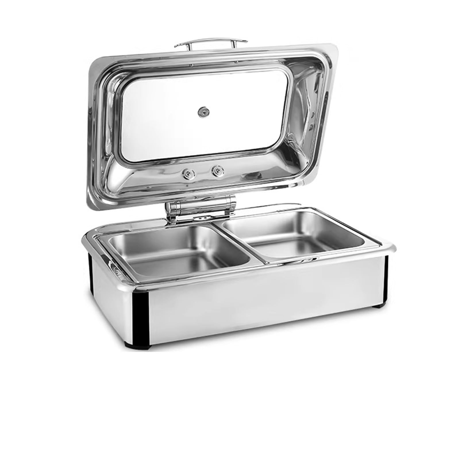 JKJZSALJ Stainless Steel Electric Buffet Warmer 9L Chafing Dish With Clear Lid, Ideal For Parties & Catering,Silver,13L,B