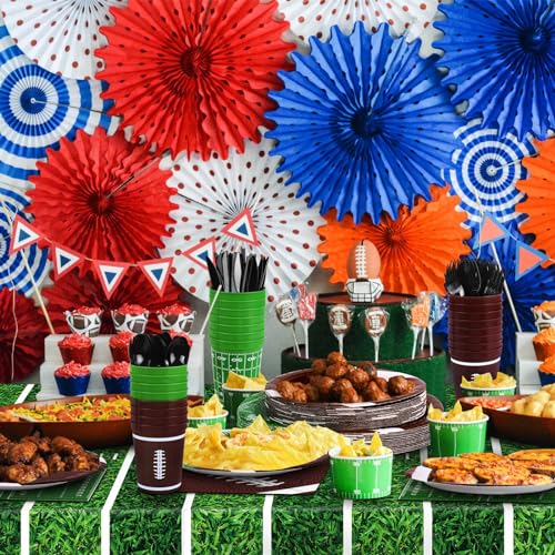 Durony DY1207 169 Pcs Football Party Supplies Kit For 24 People Football Theme Party Decorations Includes Plates Napkins Plastic Cups Cutlery And Tablecloth For Super Bowl Party Decoration thumb #6
