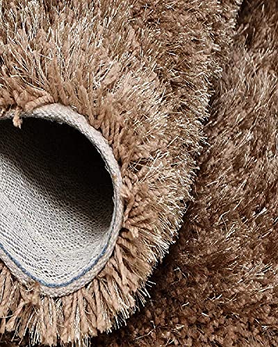 Image of Shaggy Floor Carpets for Living Room, Elegant Bed Side Runner Carpet, Sofa Area Wedding Carpet, (2x5 Feet, Gold)