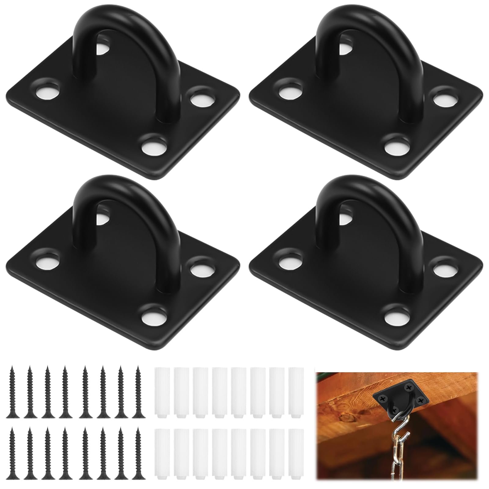 M6 Pad Eye Plate Suspension Ceiling Hook,Stainless Steel Eye Plate 4 Pieces