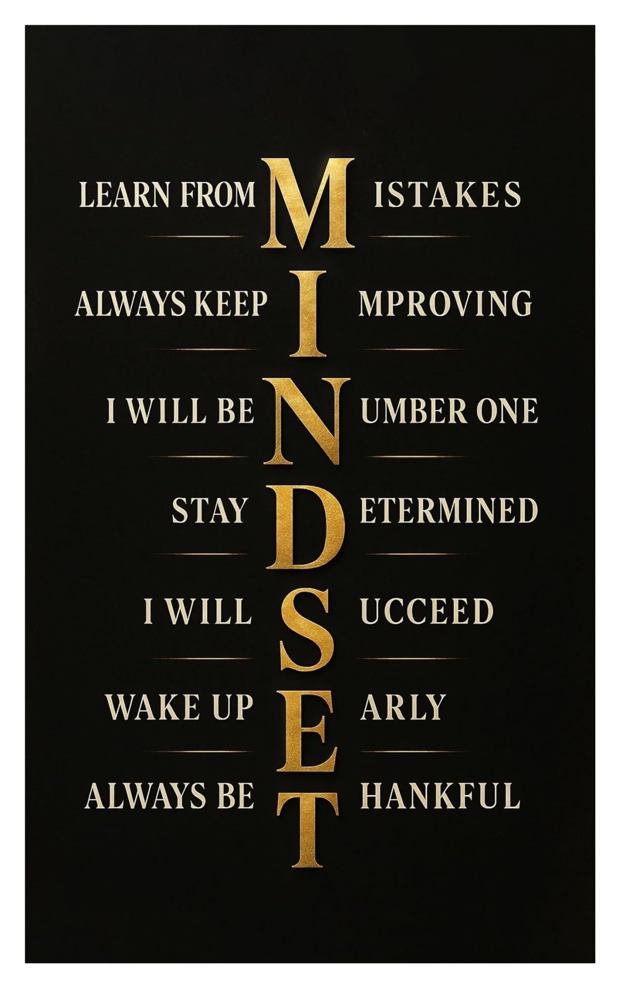 MQXFCZUX Mindset & Hustle Poster, Motivational Wall-Art for Entrepreneurs, Students, Athletes, Office Gym Decor, Grind Quote to Stay Driven and Focused Framed,12x18inch(30x45cm)