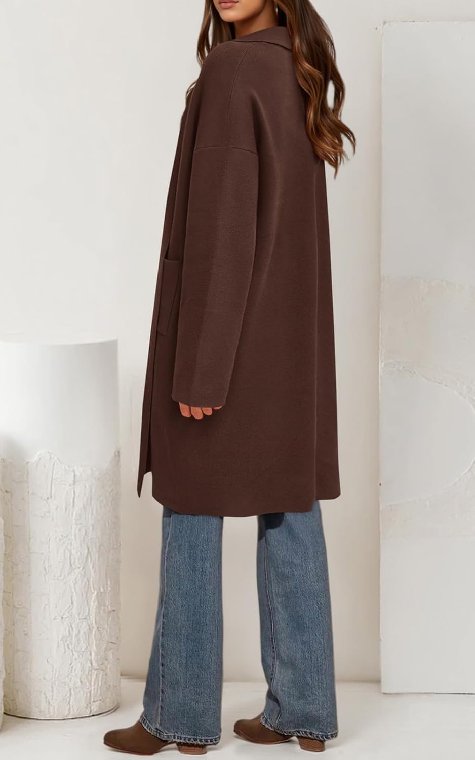 PRETTYGARDEN Long Sleeve Lapel Open Front Cardigan Sweaters for Women Trendy 2026 Oversized Spring Sweater Long Ladies Coats - Image 4