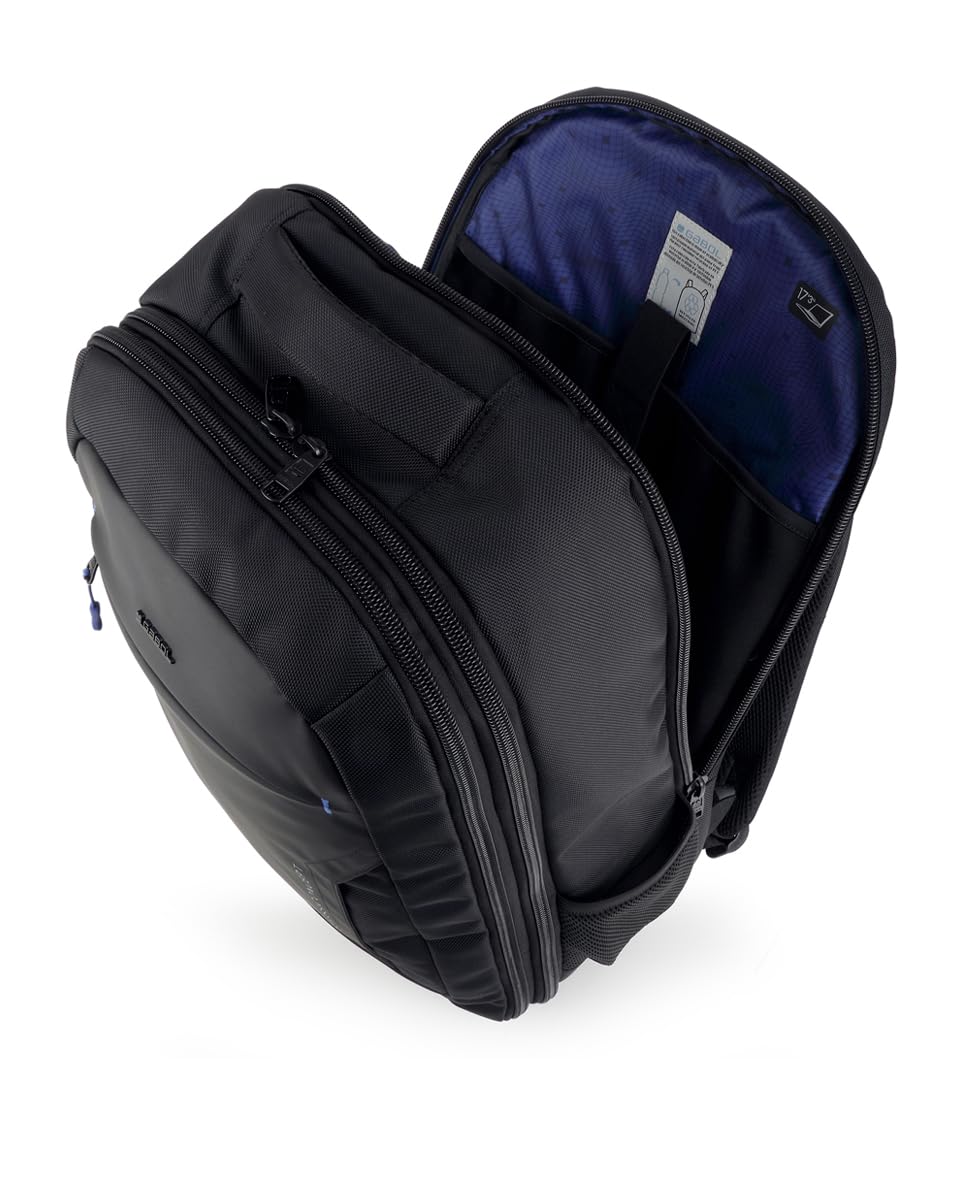 Gabol - Mochila Impermeable para Portátil 17,3" Pixel 35x55x20 cm - Capacidad 36/45L - 2 Compartimentos y Cinturón Ajustable al Pecho - Diseño Español en Poliéster Resinado y Libre de PVC - Negro